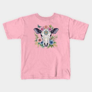 Cow with flowers mandala Kids T-Shirt